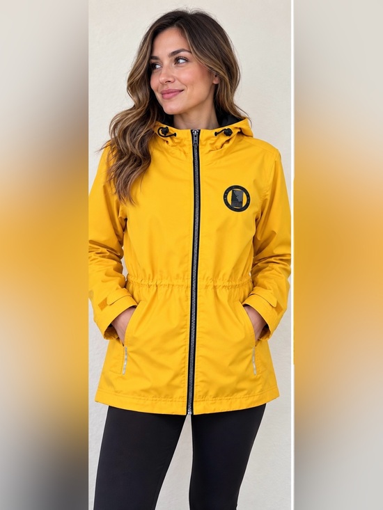 Port Authority Jackets & Blazers - Port Authority Women’s Small Yellow Hooded Rain Jacket Waterproof Mesh Lined